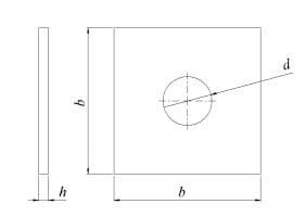 Ritning – fyrkantsbricka DIN 436 A4: mått d, b, h